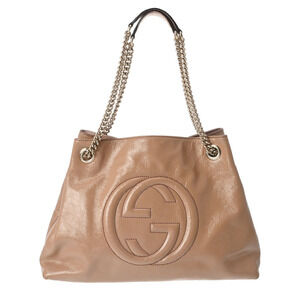 Gucci Soho Interlocking GG Beige Leather Handbag